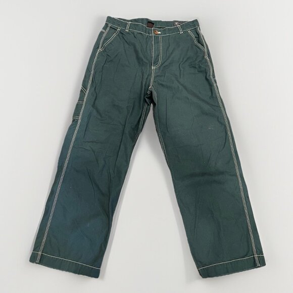 Y2K GAP Carpenter Pants Women's Size 12 Green Hammer Loop Wide Leg Baggy - Picture 1 of 5